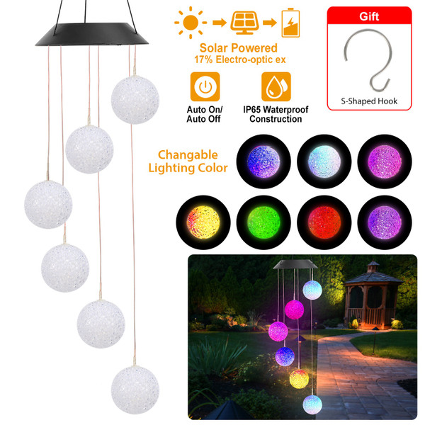 Solarek™ Solar Powered LED Ball Wind Chimes product image