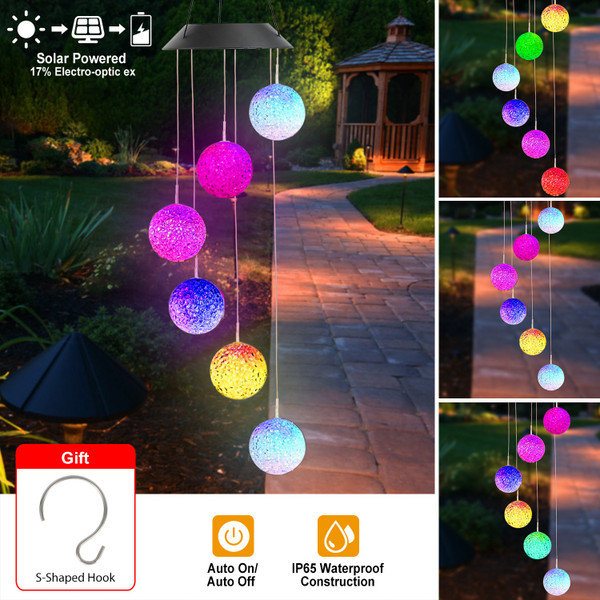 Solarek™ Solar Powered LED Ball Wind Chimes product image