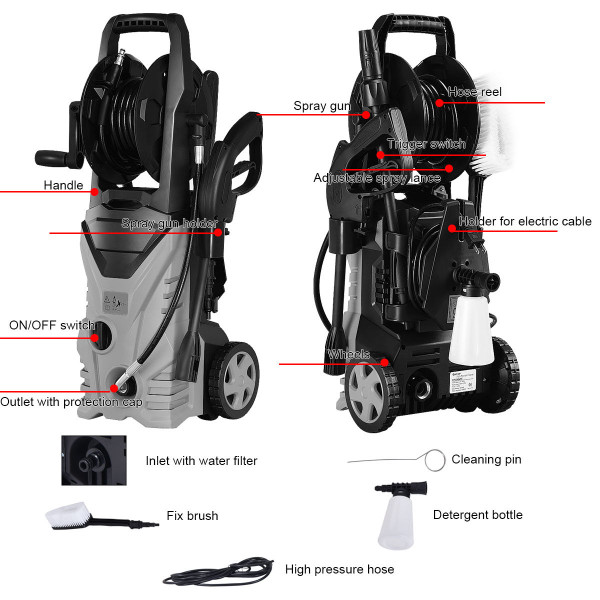 2030PSI 1800W Electric High-Pressure Washer with Hose Reel product image