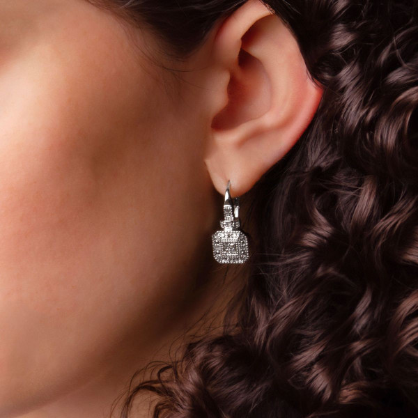 24-Diamond Antique-Look Leverback Dangle Earrings product image