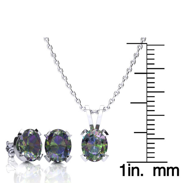 3-Carat Oval Mystic Topaz Necklace & Earring Set in Sterling Silver product image