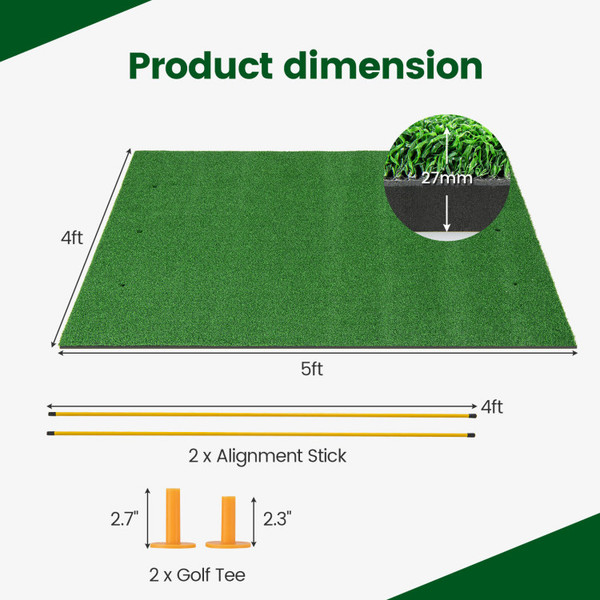 5 x 4-Foot Golf Practice Artificial Turf Mat with 2 Rubber Tees product image