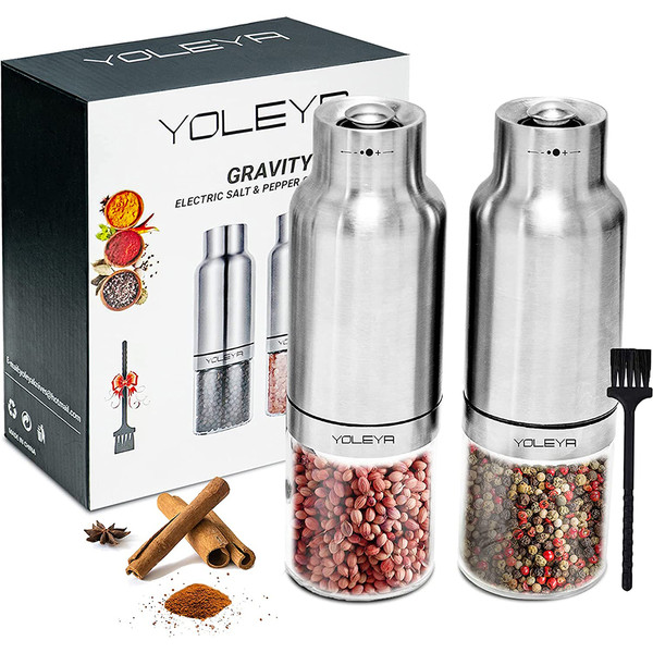 Stainless Steel Gravity Electric Salt and Pepper Grinders (Set of 2) product image