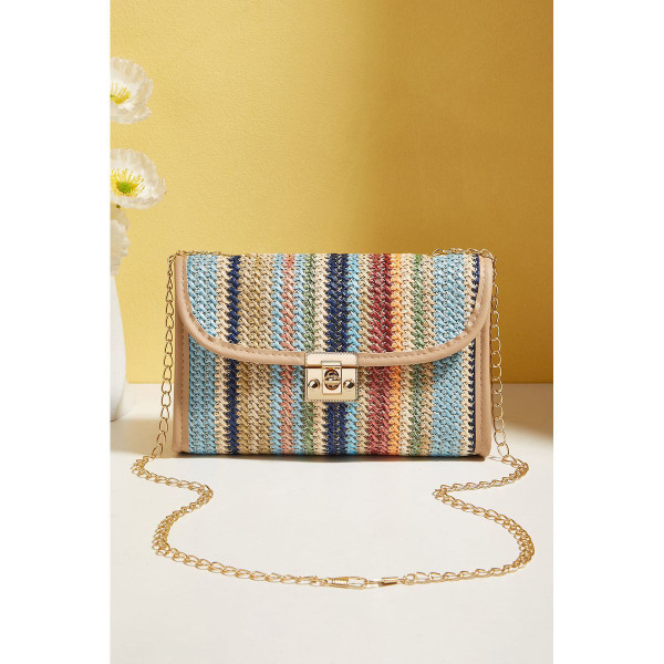 Azariah Striped Crochet Flapped Bag product image
