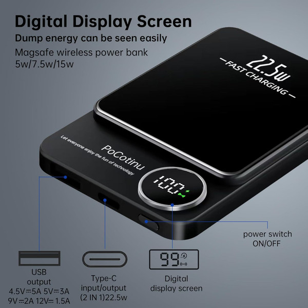 PoCotinu™ Magnetic Power Bank 5,000mAh product image