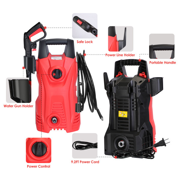 2030PSI 1800W Electric High-Pressure Washer with Hose Reel - Pick Your Plum