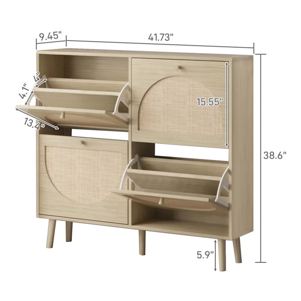 4-Drawer Rattan Shoe Cabinet Organizer product image