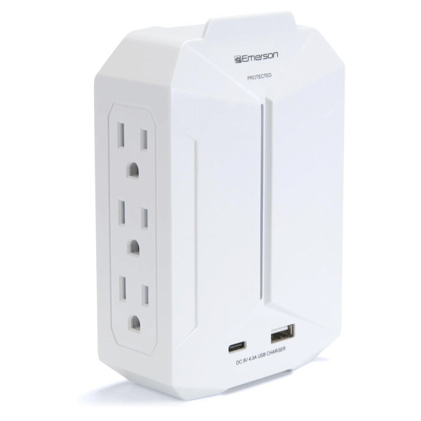 Emerson 6-Outlet + USB Wall Charger with Surge Protection product image