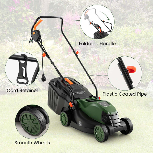 10A 13-Inch Electric Corded Lawn Mower with Collection Box product image