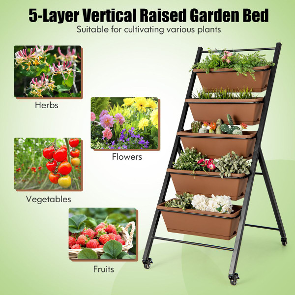 5-Tier Vertical Raised Garden Bed Planter with Wheels product image