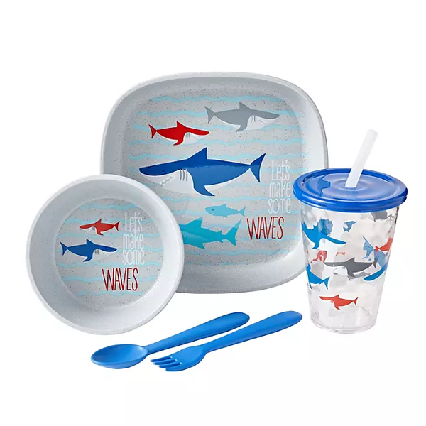 Member's Mark™ Wheat Straw Kids' Tableware Set, 20-Piece, Shark product image