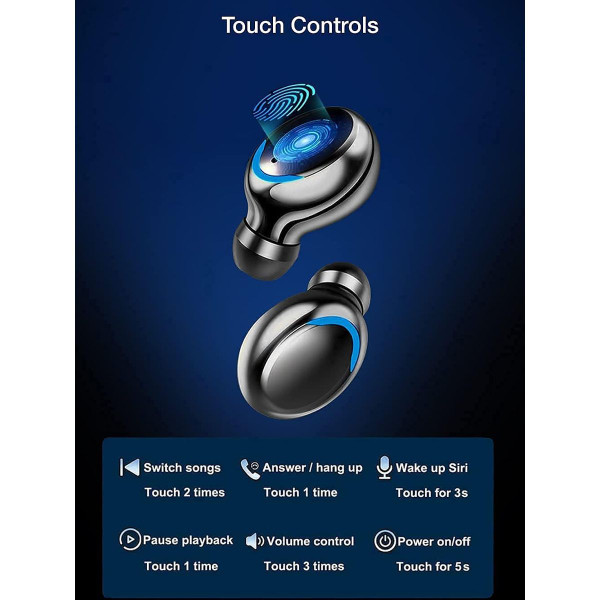 Acuvar™ Wireless BT 5.0 Rechargeable IPX7 Waterproof Earbuds with Case product image