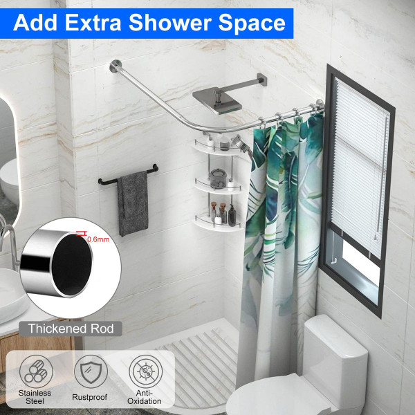 NewHome™ Curved Corner L-Shaped Curtain Shower Rod product image