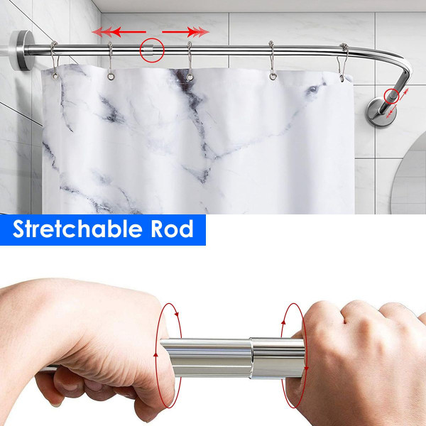 NewHome™ Curved Corner L-Shaped Curtain Shower Rod product image