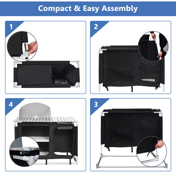 Portable Camping BBQ Grill Table & Kitchen Sink Station with Storage product image