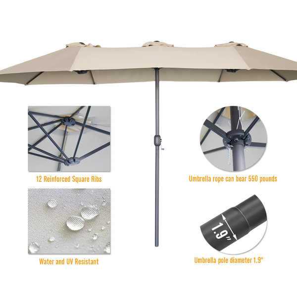 15 X 9-Foot Double-sided Large Outdoor Patio Umbrella With Crank product image