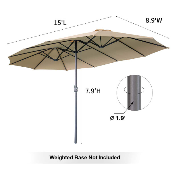 15 X 9-Foot Double-sided Large Outdoor Patio Umbrella With Crank product image
