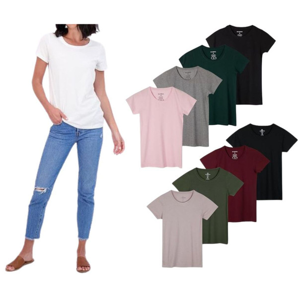 Women's Classic Fit Cotton Short Sleeve Scoop Neck T-Shirt (4-Pack) product image