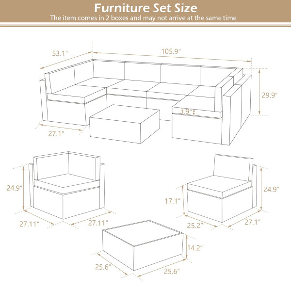 7-Piece Outdoor PE Wicker Rattan Patio Furniture Set product image