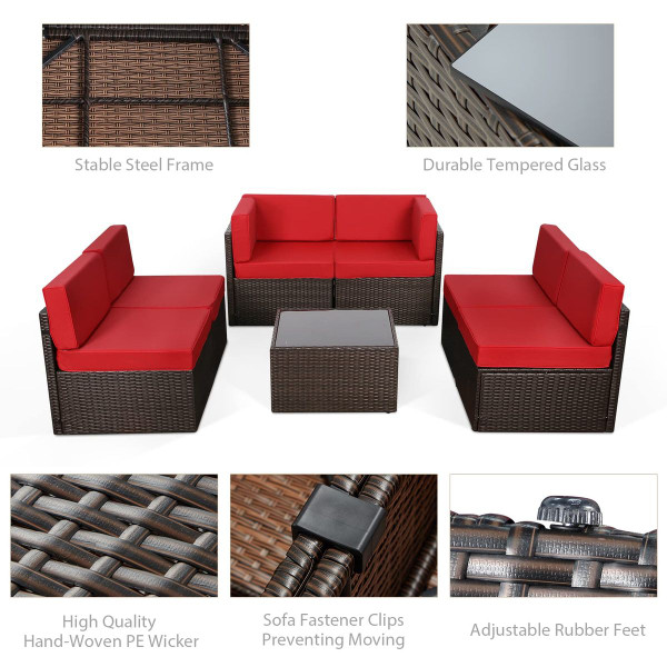 7-Piece Outdoor PE Wicker Rattan Patio Furniture Set product image