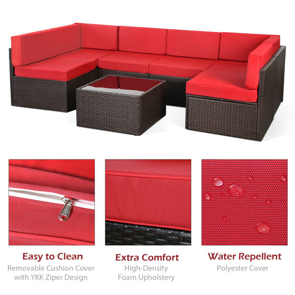 7-Piece Outdoor PE Wicker Rattan Patio Furniture Set product image
