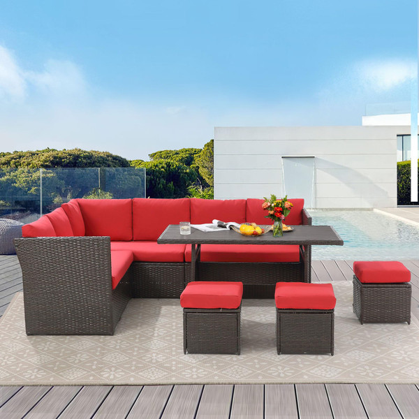 7-Piece Outdoor All-Weather Rattan Wicker Sectional Sofa Set product image