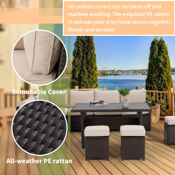 7-Piece Outdoor All-Weather Rattan Wicker Sectional Sofa Set product image