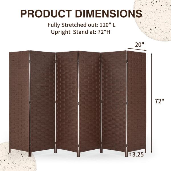 6-Foot 6-Panel Room Divider Privacy Screen product image