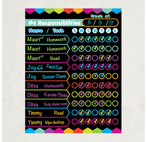 Kids' Refrigerator Chore Chart with Magnetic Back product image