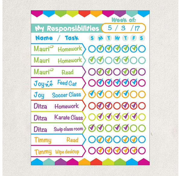Kids' Refrigerator Chore Chart with Magnetic Back product image