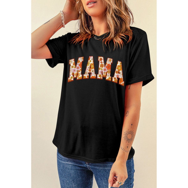 Women's Sunny Flower 'MAMA' Graphic Short Sleeve T-Shirt product image