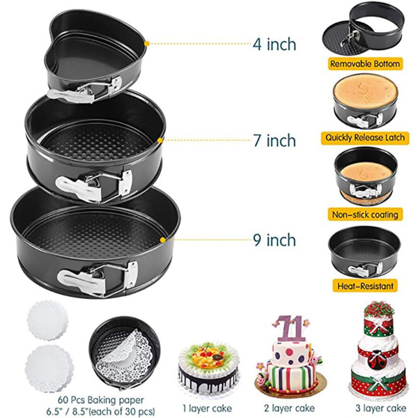 468PCS Cake Decorating Supplies Kit, Baking Tool Set with 4 Tier LED Cupcake Stand, 3 Pack Springform Pans Set, Cake Turntable,Piping Tips, Spatulas product image