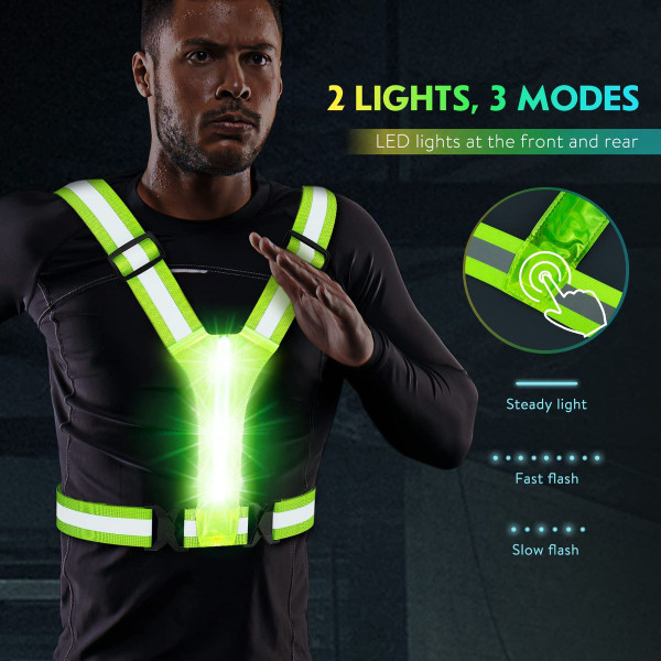 Led Light Up Running Vest Reflective Vest for Walking at Night,High Visibility Night Running Gear Rechargeable Adjustable Running Lights for Runners Walkers Men Women product image