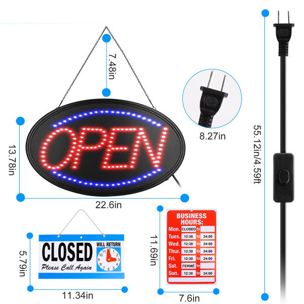 iMounTEK® Neon LED 'Open' Sign & Hours of Operation Signage product image