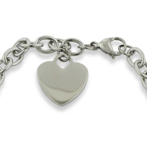 Personalized Ladies' Dangling Single Heart Stainless Steel Charm Bracelet product image