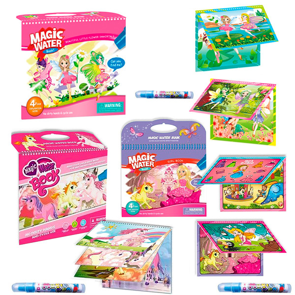 Magic Water Washable Coloring Books with Water Markers (3-Pack) product image