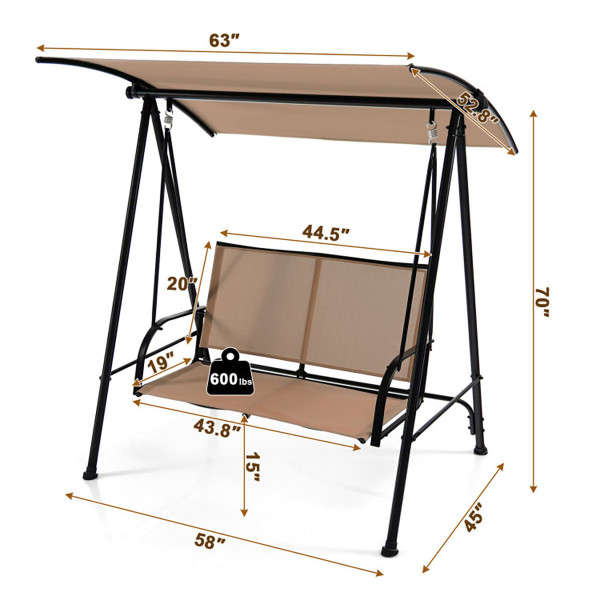 2-Seat Patio Swing with Adjustable Canopy product image