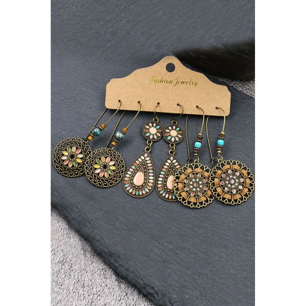 Boho Retro Hollow Dangle Earrings (3-Pair) product image