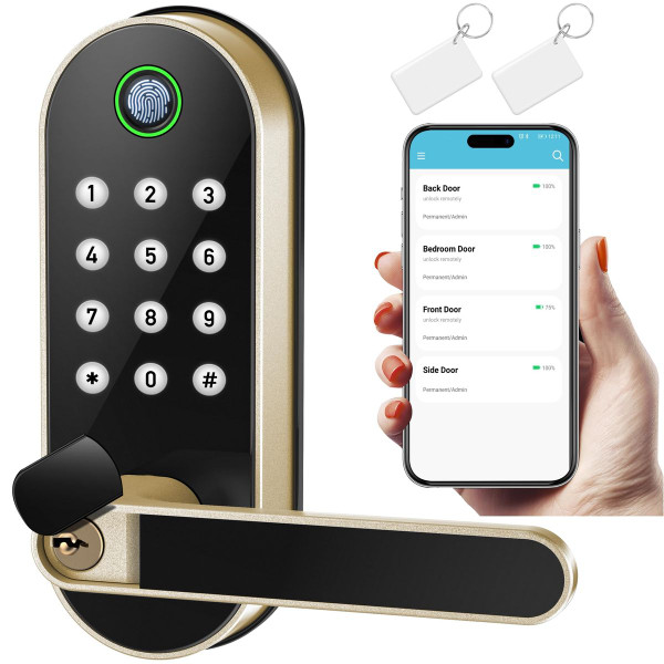 Smart Lock - Keypad Keyless Entry Door Lock - Biometric Fingerprint Smart Door Lock - Passcode Code Door Lock - Digital Door Lock - Door Knob - Door Lever - Deadbolt Alternatives product image