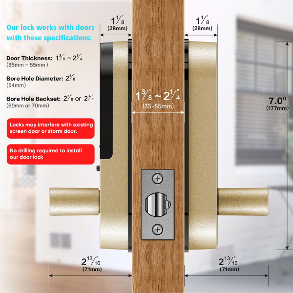 Smart Lock - Keypad Keyless Entry Door Lock - Biometric Fingerprint Smart Door Lock - Passcode Code Door Lock - Digital Door Lock - Door Knob - Door Lever - Deadbolt Alternatives product image