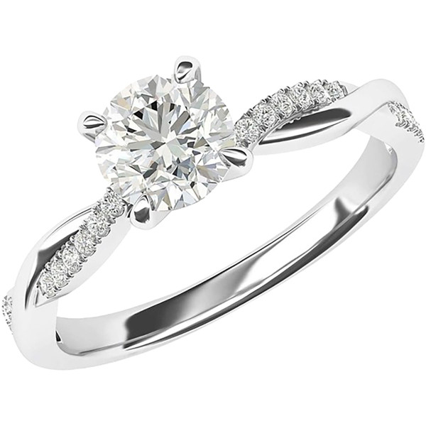 14K White Gold 4-Prong Petite Twisted Vine 1.0CT Moissanite Ring product image