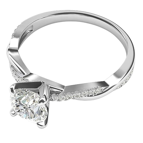 14K White Gold 4-Prong Petite Twisted Vine 1.0CT Moissanite Ring product image