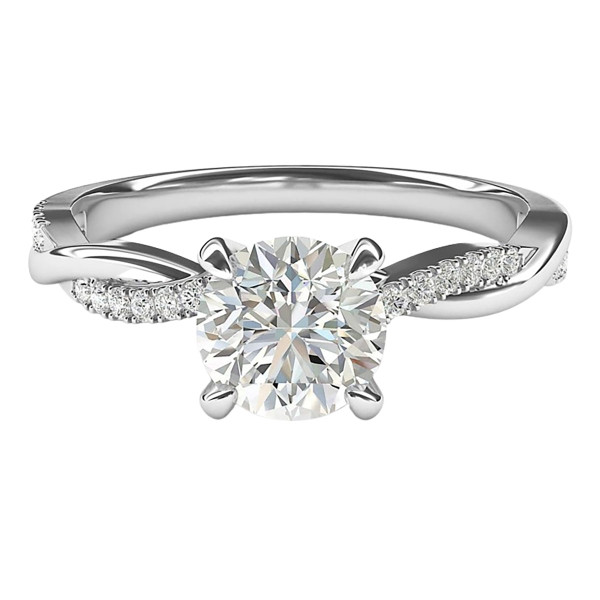 14K White Gold 4-Prong Petite Twisted Vine 1.0CT Moissanite Ring product image