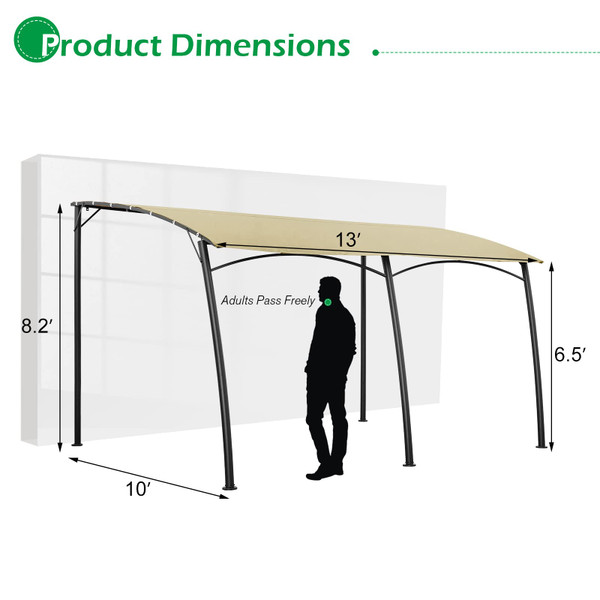 13 x 10-Foot Patio Porch Wall-Mounted Canopy Awning product image