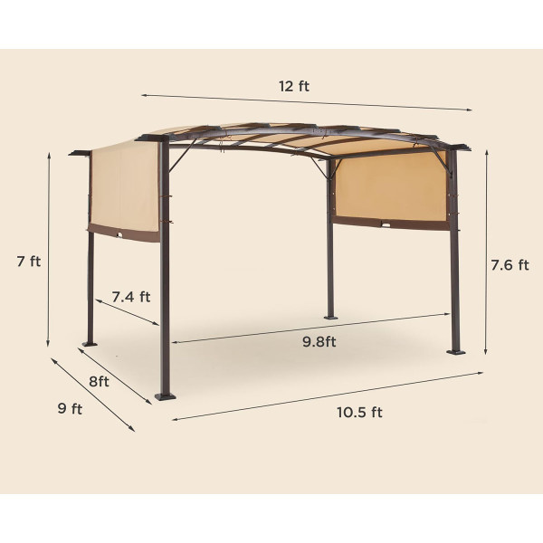 12 x 9-Foot Outdoor Retractable Pergola Canopy product image