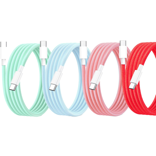 6-Foot USB-C to USB-C 3A Fast Charging Braided Charge Cord (1- or 2-Pack) product image