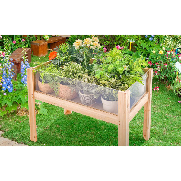 30-Inch Wooden Raised Garden Bed with Transparent Sides product image