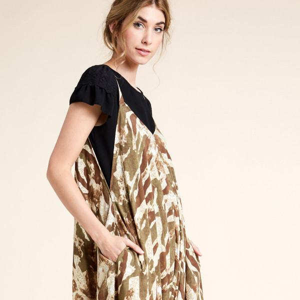 Women's Oversized V-Neck Camo Jumpsuit product image