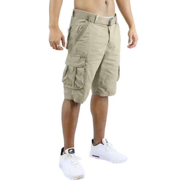 Men's Distressed Belted Cotton Cargo Shorts product image