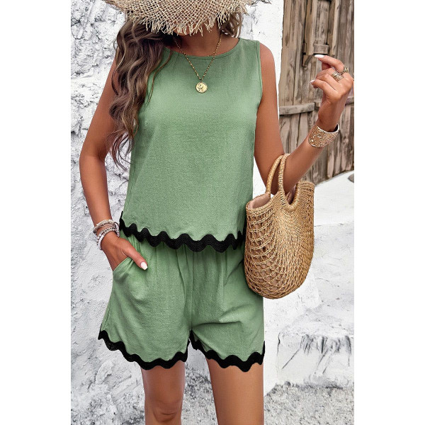 Women's 2-Piece Wave Cut Top and Shorts Set product image